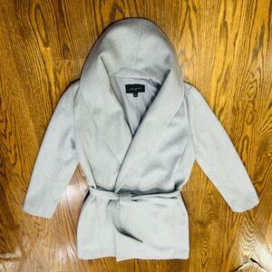 Ann Taylor Factory Gray Belted Coat